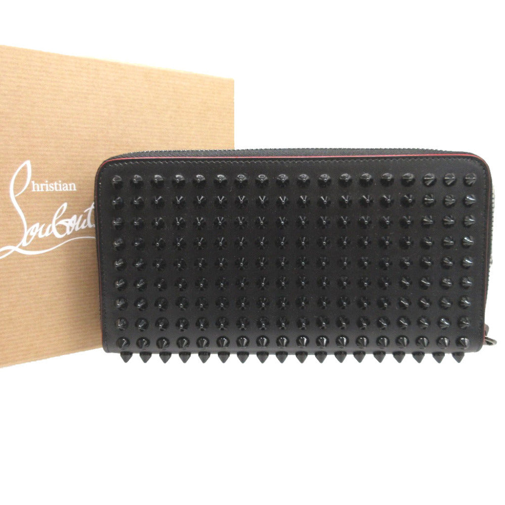 未使用 クリスチャンルブタン パネトーネ スタッズ 3135058 レザー ブラック 黒 レッド 赤 ラウンドファスナー長財布 財布 0507【中古】Christian Louboutin