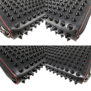 未使用 クリスチャンルブタン パネトーネ スタッズ 3135058 レザー ブラック 黒 レッド 赤 ラウンドファスナー長財布 財布 0507【中古】Christian Louboutin