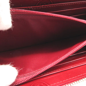 美品 カルティエ ハッピーバースデー L3001283 パテントレザー ボルドー ラウンドファスナー長財布 財布 0508【中古】Cartier