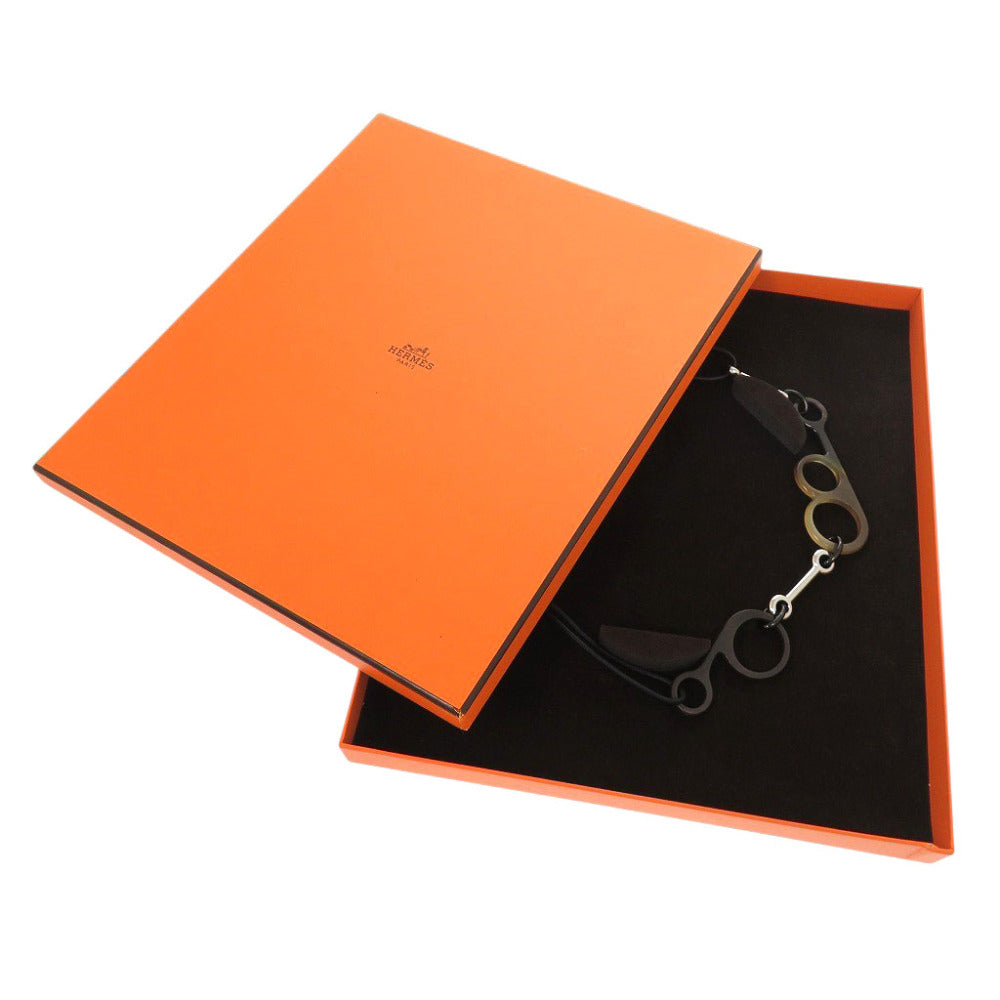 美品 エルメス ラプソディー バッファローホーン/スイフト ブラウン ネックレス アクセサリー 0512【中古】HERMES