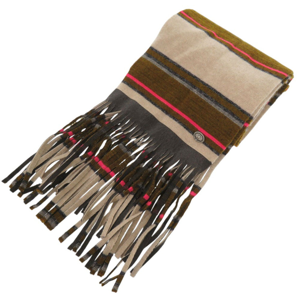 未使用品 シャネル ボーダー 装飾付き カシミヤ マフラー マルチカラー 0513【中古】CHANEL