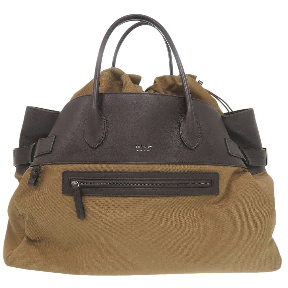 ザ ロウ マルゴー17 インサイドアウト W1318 レザー/キャンバス ブラウン ハンドバッグ 茶 0518【中古】THE ROW
