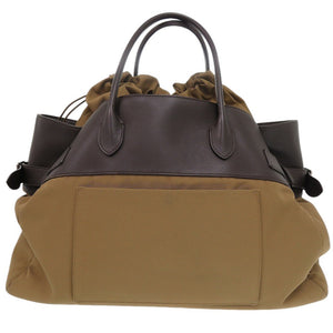 ザ ロウ マルゴー17 インサイドアウト W1318 レザー/キャンバス ブラウン ハンドバッグ 茶 0518【中古】THE ROW