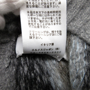 新品同様 エルメス ウール カシミヤ モヘヤ ナイロン グレー Mサイズ セリエボタン ニット帽 帽子 0536【中古】HERMES