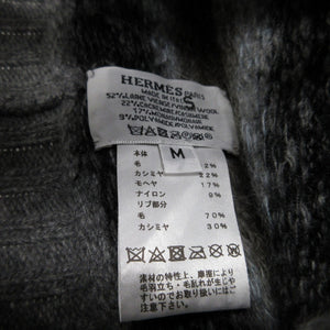 新品同様 エルメス ウール カシミヤ モヘヤ ナイロン グレー Mサイズ セリエボタン ニット帽 帽子 0536【中古】HERMES