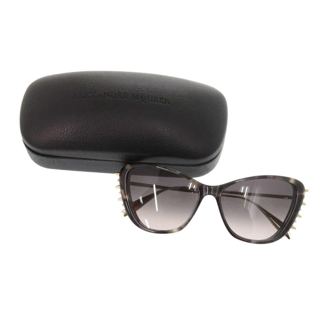 美品 アレキサンダーマックイーン AM0339S プラスチック ブラック サングラス 黒 0539【中古】Alexander McQueen