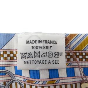新品同様 エルメス ツイリー 馬勒とチャーム シルク ブルー ホワイト スカーフ 0542-3【中古】HERMES