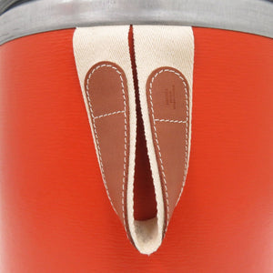 美品 エルメス サドルボックス 馬具入れ 缶 ステンレススチール/レザー/ペーパー オレンジ ハンドバッグ 0543【中古】HERMES