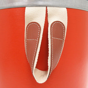 美品 エルメス サドルボックス 馬具入れ 缶 ステンレススチール/レザー/ペーパー オレンジ ハンドバッグ 0543【中古】HERMES