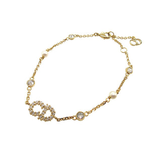 新品同様 ディオール クレール ディーリュヌ CD ブレスレット メタル/ストーン/レジンパール クリスタル ゴールド 0579【中古】Dior