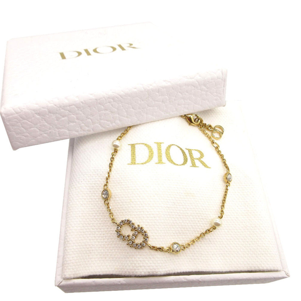 新品同様 ディオール クレール ディーリュヌ CD ブレスレット メタル/ストーン/レジンパール クリスタル ゴールド 0579【中古】Dior