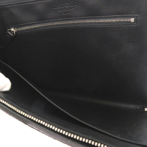 新品同様 ジミーチュウ クラッチバッグ 迷彩 カモフラージュ柄 ハラコ レザー グリーン ブラック 緑 黒 クラッチバッグ 0609【中古】JIMMY CHOO