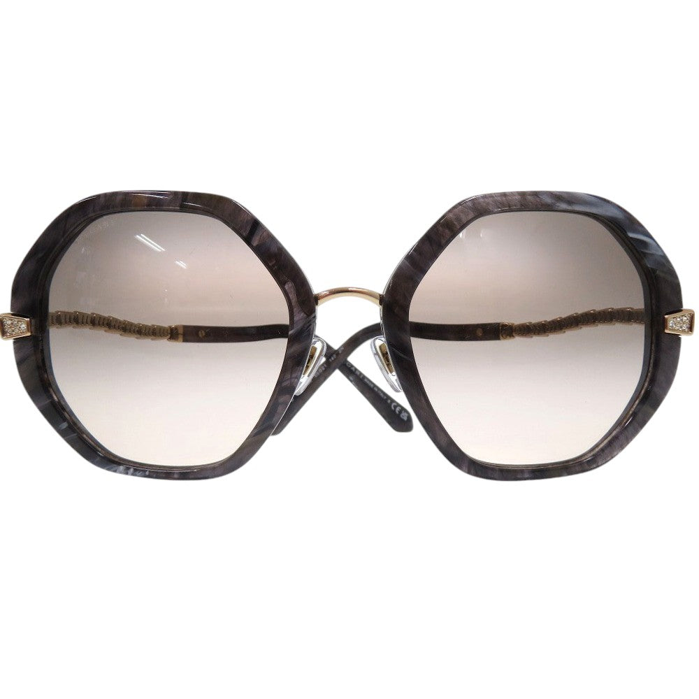 美品 ブルガリ セルペンティ へプタゴンシェイプ サングラス アイウェア マーブル プラスチック メタル グレー 0615【中古】BVLGARI