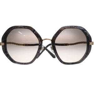 美品 ブルガリ セルペンティ へプタゴンシェイプ サングラス アイウェア マーブル プラスチック メタル グレー 0615【中古】BVLGARI