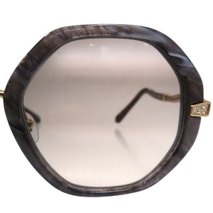 美品 ブルガリ セルペンティ へプタゴンシェイプ サングラス アイウェア マーブル プラスチック メタル グレー 0615【中古】BVLGARI