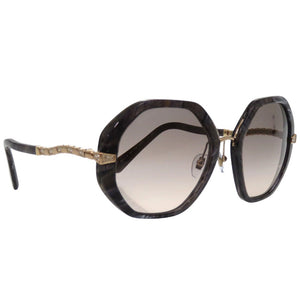 美品 ブルガリ セルペンティ へプタゴンシェイプ サングラス アイウェア マーブル プラスチック メタル グレー 0615【中古】BVLGARI