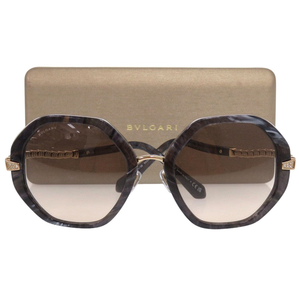 美品 ブルガリ セルペンティ へプタゴンシェイプ サングラス アイウェア マーブル プラスチック メタル グレー 0615【中古】BVLGARI