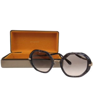 美品 ブルガリ セルペンティ へプタゴンシェイプ サングラス アイウェア マーブル プラスチック メタル グレー 0615【中古】BVLGARI