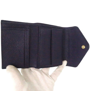 新品同様 クロエ 三つ折り財布 パッチワーク コンパクト ウォレット 3P0208 レザー ブルー 0616【中古】Chloe