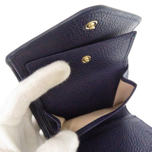 新品同様 クロエ 三つ折り財布 パッチワーク コンパクト ウォレット 3P0208 レザー ブルー 0616【中古】Chloe