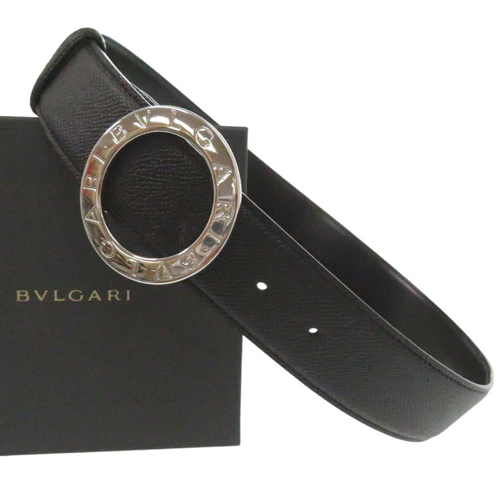 新品同様 ブルガリ ベルト 105cm 20230 レザー ブラック シルバー金具 0621【中古】BVLGARI