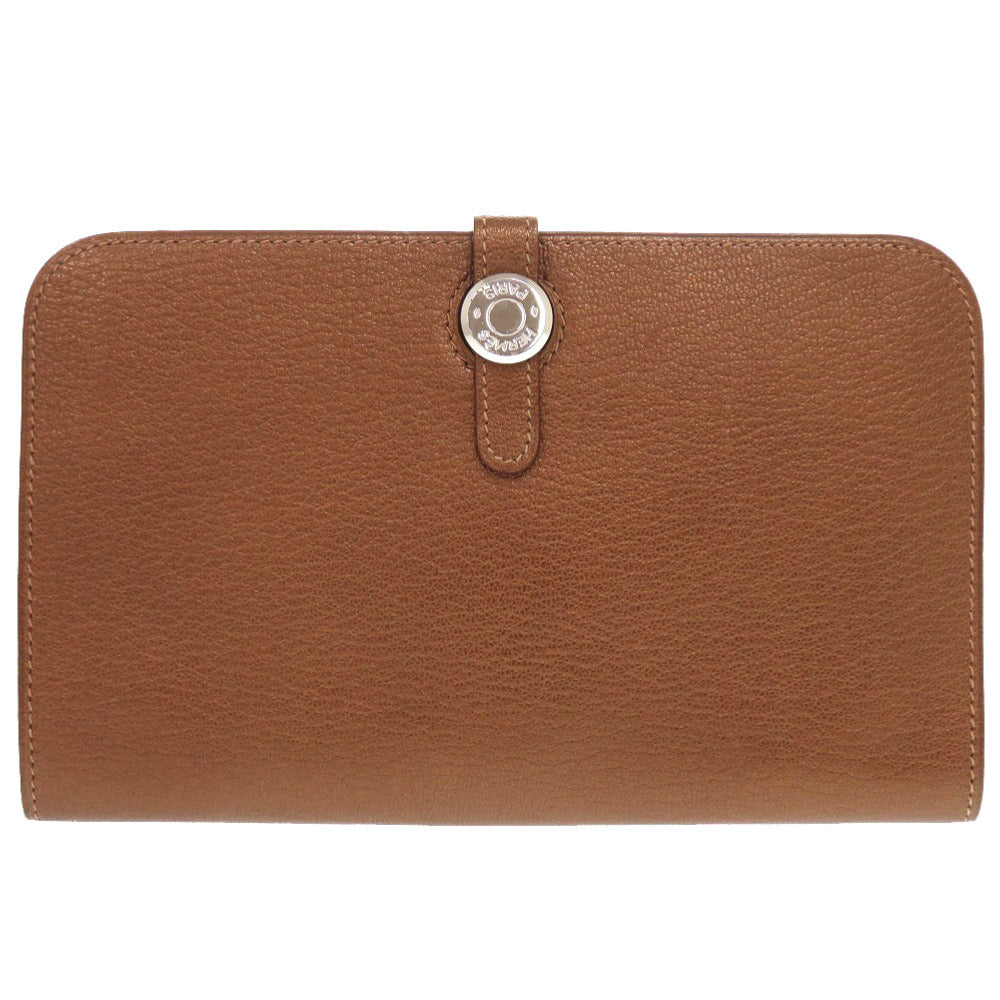 美品 エルメス ドゴンGM 御堂筋限定 シェーブル ブロンズ シルバー金具 □K刻印 長財布 0650 【中古】 HERMES