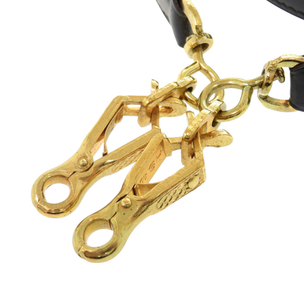 美品 エルメス ボックスカーフ ブラック ゴールド金具 ケリーストラップ ショルダーストラップ 0651 【中古】 HERMES