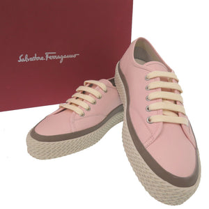 サルヴァトーレフェラガモ レースアップ プラットフォーム ローカットスニーカー 035671 740690 カーフ ピンク 0682 Salvatore Ferragamo