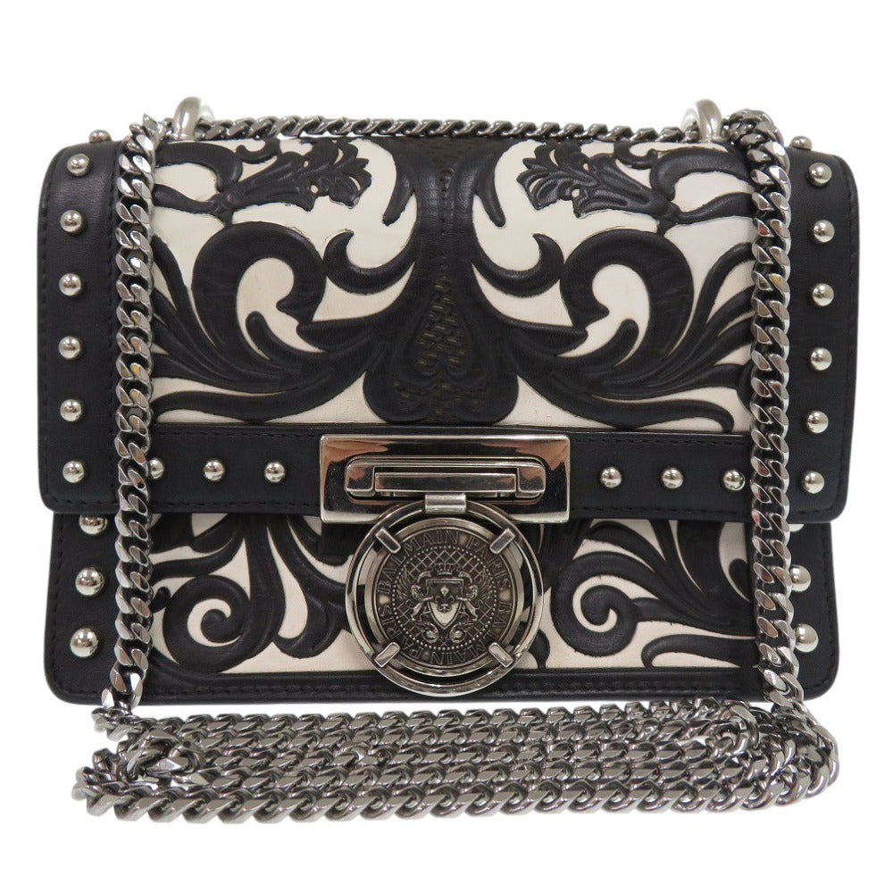 美品 バルマン 2018 PRE-SPRING COLLECTION レザー ブラック ショルダーバッグ 0684【中古】BALMAIN