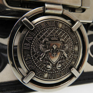 美品 バルマン 2018 PRE-SPRING COLLECTION レザー ブラック ショルダーバッグ 0684【中古】BALMAIN