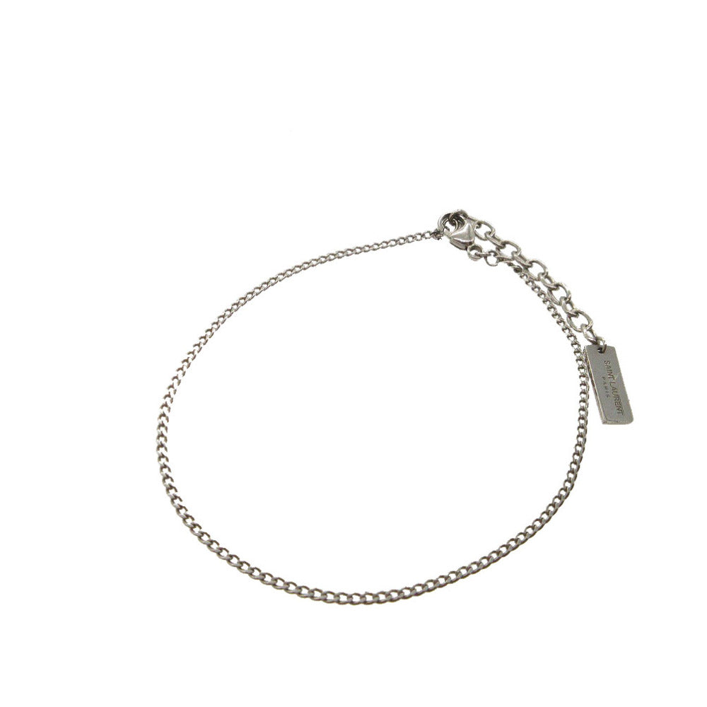 美品 サンローラン パリ プレート ブレスレット メタル シルバー 0708【中古】SAINT LAURENT PARIS