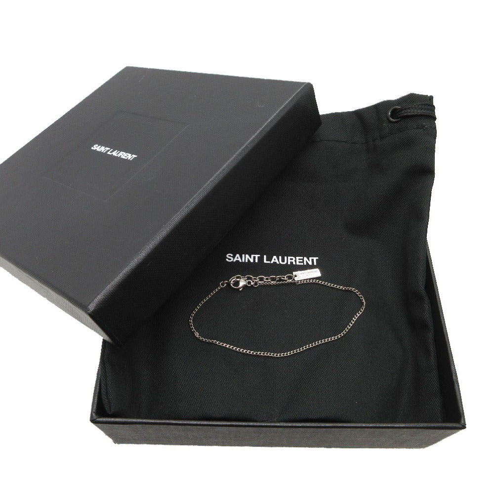 美品 サンローラン パリ プレート ブレスレット メタル シルバー 0708【中古】SAINT LAURENT PARIS