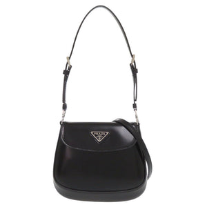 未使用 プラダ SPAZZOLATO 1BH188 トライアングルロゴ レザー ブラック 2way ショルダーバッグ 黒 0709【中古】PRADA