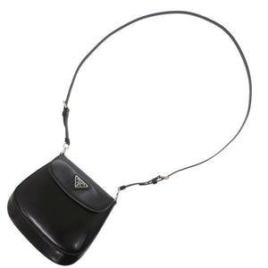 未使用 プラダ SPAZZOLATO 1BH188 トライアングルロゴ レザー ブラック 2way ショルダーバッグ 黒 0709【中古】PRADA