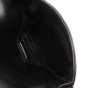 未使用 プラダ SPAZZOLATO 1BH188 トライアングルロゴ レザー ブラック 2way ショルダーバッグ 黒 0709【中古】PRADA