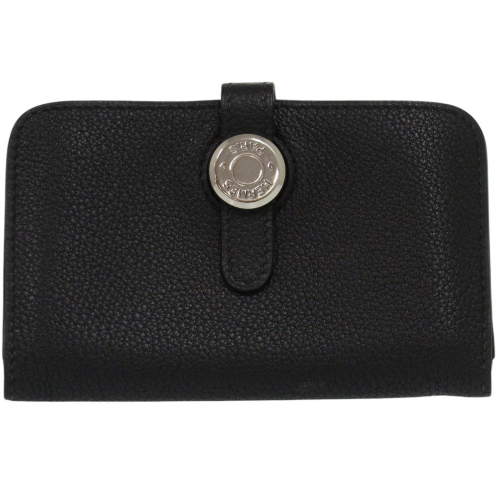 美品 エルメス ドゴン トゴ ブラック シルバー金具 □E刻印(2001年製) カードケース 黒 0722【中古】HERMES