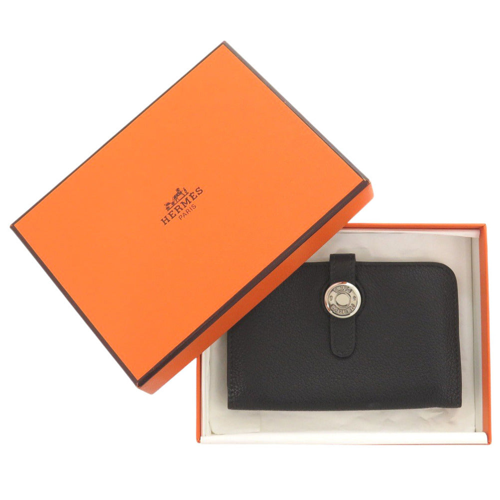 美品 エルメス ドゴン トゴ ブラック シルバー金具 □E刻印(2001年製) カードケース 黒 0722【中古】HERMES
