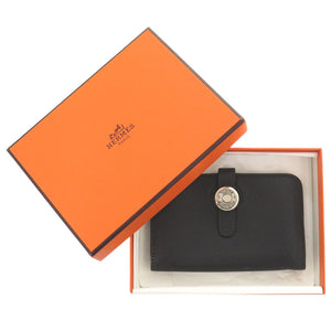 美品 エルメス ドゴン トゴ ブラック シルバー金具 □E刻印(2001年製) カードケース 黒 0722【中古】HERMES
