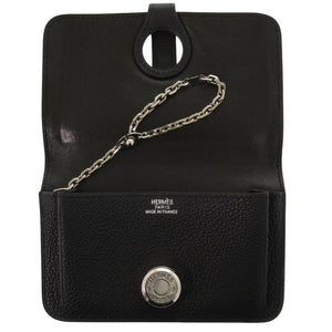 美品 エルメス ドゴン トゴ ブラック シルバー金具 □E刻印(2001年製) カードケース 黒 0722【中古】HERMES