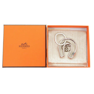 新品同様 エルメス フェール ア シュヴァル H077329FJ03 ステンレススチール キーホルダー シルバー ノワール 0723【中古】HERMES