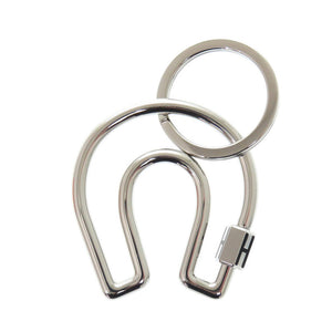 新品同様 エルメス フェール ア シュヴァル H077329FJ03 ステンレススチール キーホルダー シルバー ノワール 0723【中古】HERMES