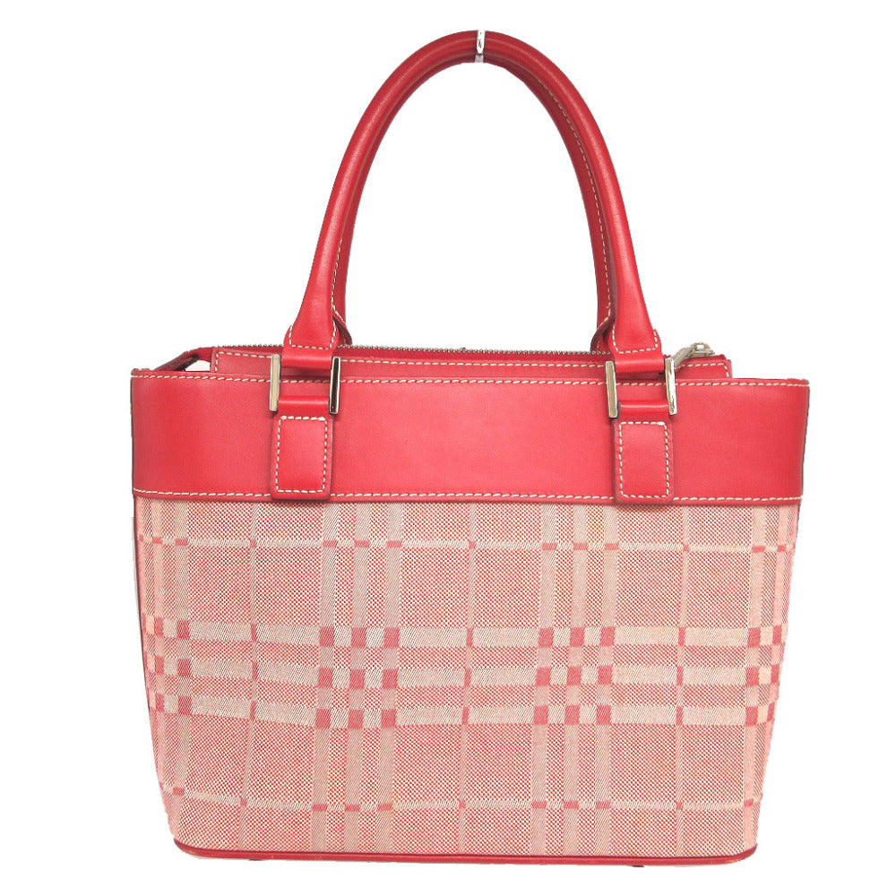 バーバリー レザー キャンバス レッド 赤 ハンドバッグ 0733【中古】BURBERRY