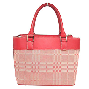 バーバリー レザー キャンバス レッド 赤 ハンドバッグ 0733【中古】BURBERRY
