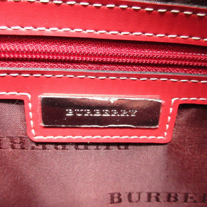 バーバリー レザー キャンバス レッド 赤 ハンドバッグ 0733【中古】BURBERRY