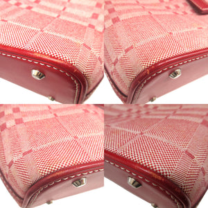 バーバリー レザー キャンバス レッド 赤 ハンドバッグ 0733【中古】BURBERRY