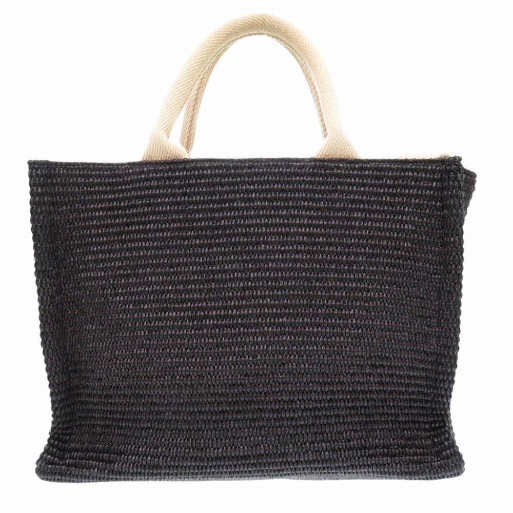 美品 マルニ 2way ショルダー トートバッグ ラフィア ブラック 黒 0736【中古】MARNI