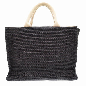 美品 マルニ 2way ショルダー トートバッグ ラフィア ブラック 黒 0736【中古】MARNI