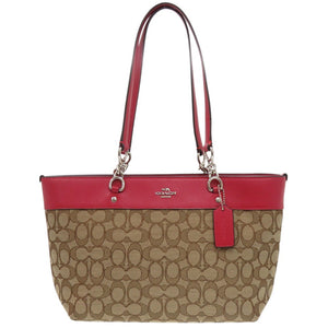 美品 コーチ シグネチャー 37118 キャンバス/レザー ベージュ トートバッグ 0772【中古】COACH