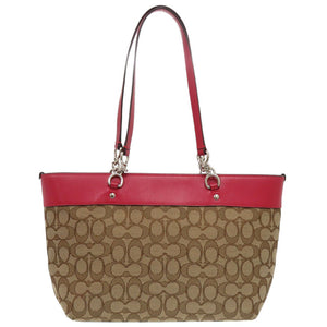 美品 コーチ シグネチャー 37118 キャンバス/レザー ベージュ トートバッグ 0772【中古】COACH