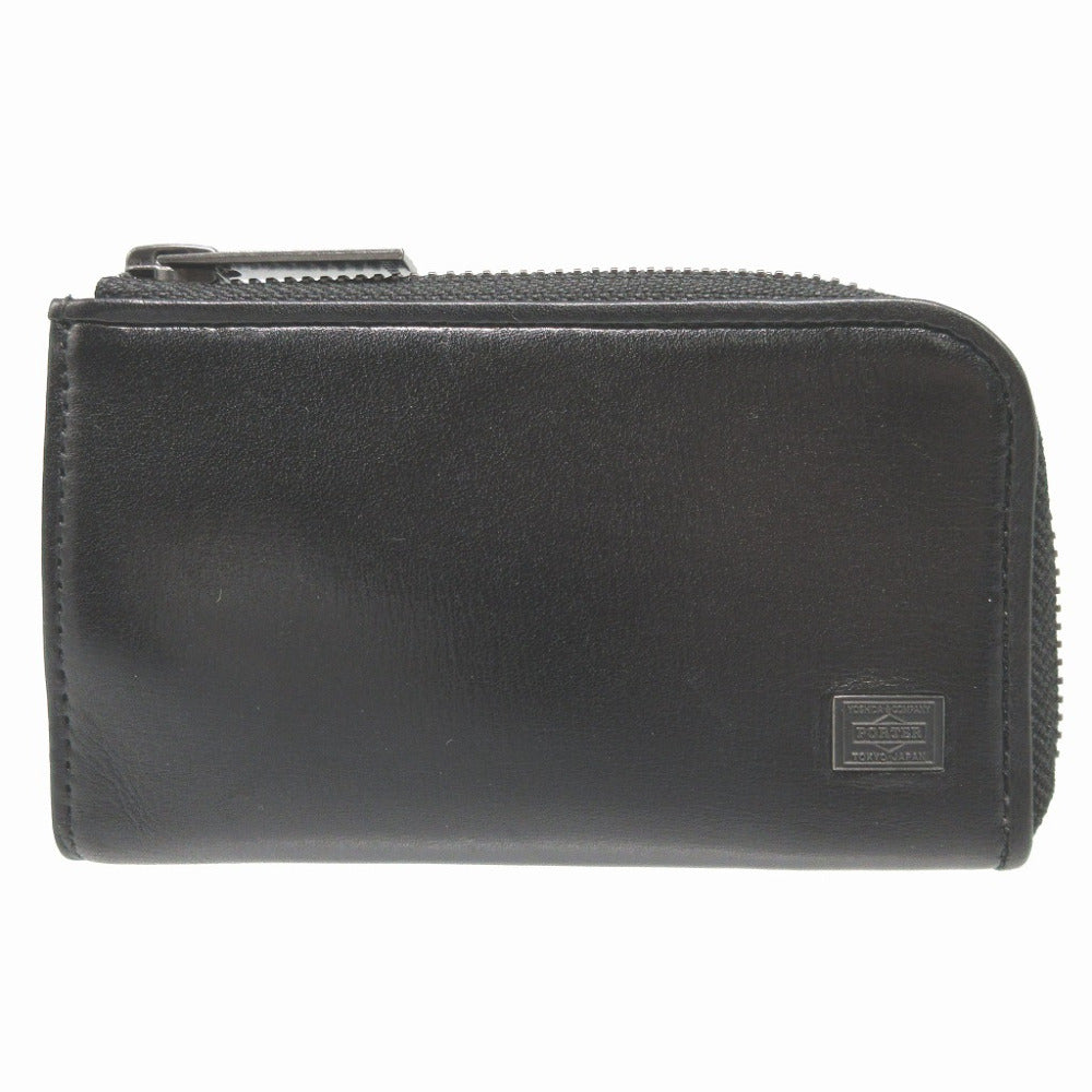 美品 ポーター プリュム L字ファスナー レザー ブラック 黒 4連 キーケース 0793【中古】PORTER